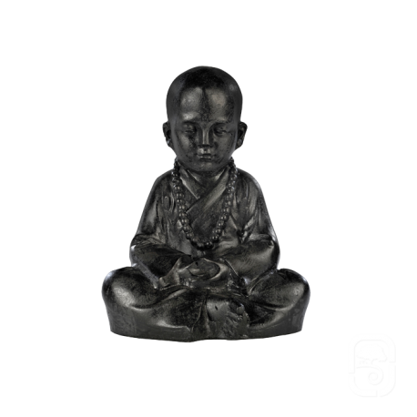 Statue Jeune moine assis noire