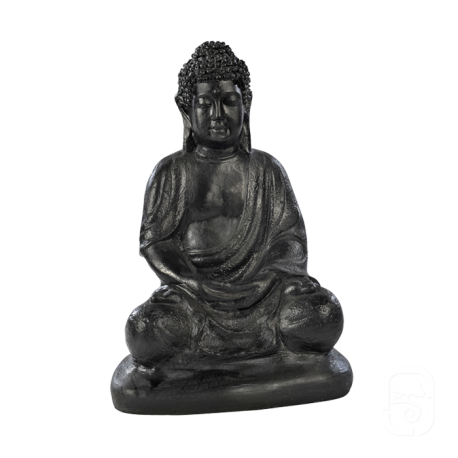 Statue Bouddha sur socle béton ciré noir
