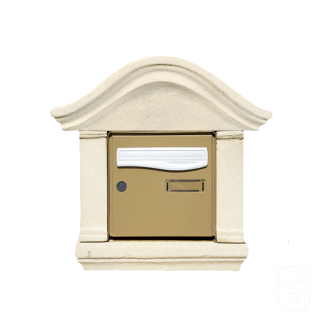 Boîte aux lettres doucine en pierre reconstituée ton blanc Boîte aux lettres doucine en pierre reconstituée ton blanc