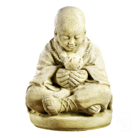 Statue Moine assis à la boule - H 50cm