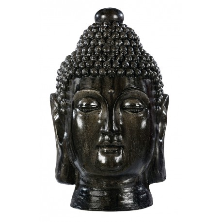 Statue Tête de Bouddha anthracite - H 42cm