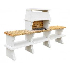 BARBECUE DECO HOTTE XLARGE + 2 TABLES TON BLANC