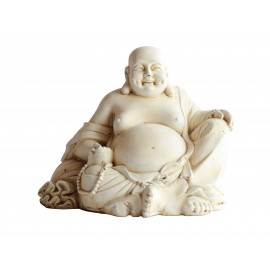 Statue mini Bouddha rieur ciré noir - H 20 cm