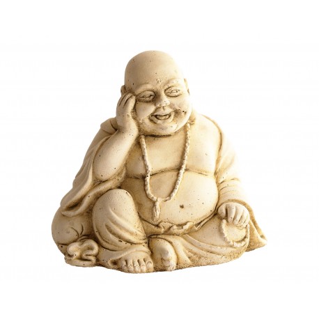 Statue mini Bouddha au bracelet ciré noir - H 14 cm