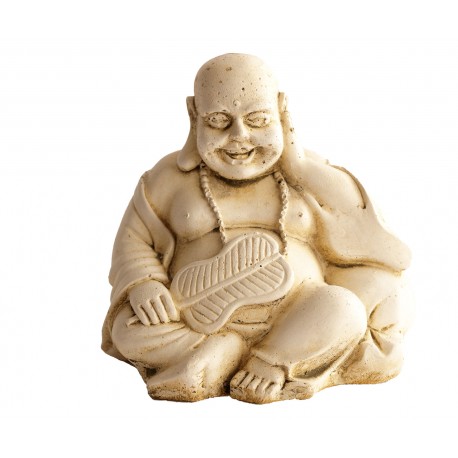 Statue mini Bouddha à la palme ciré noir - H 15 cm