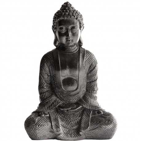 Bouddha Hindou Assis béton ciré noir - H 23 cm
