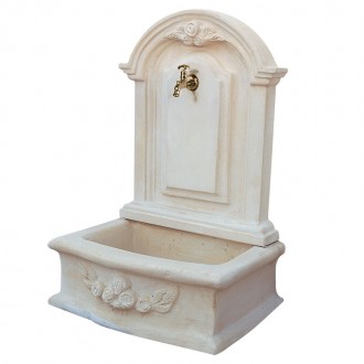 Fontaine murale romantique pierre vieillie - H 119cm