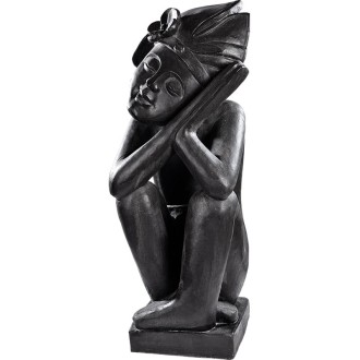 Statue de vahiné tahitienne au ton ciré noir