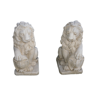 Duo lions au bouclier GM ton vieilli