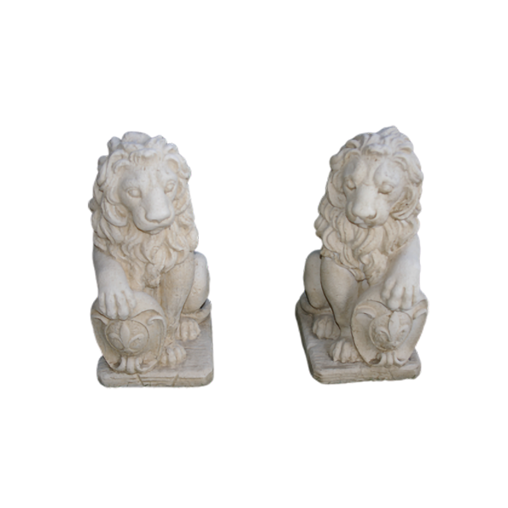 Duo lions au bouclier GM ton vieilli