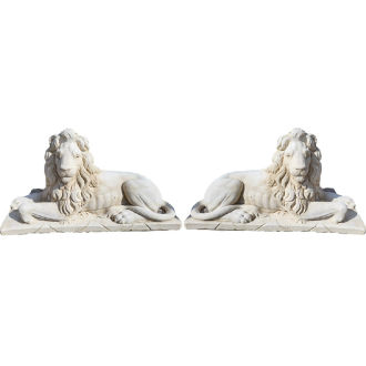 Duo lions couchés ton vieilli