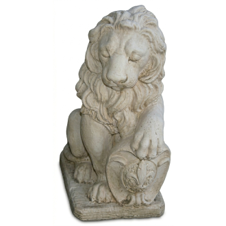 Lion au bouclier gauche PM ton vieilli - 40 cm