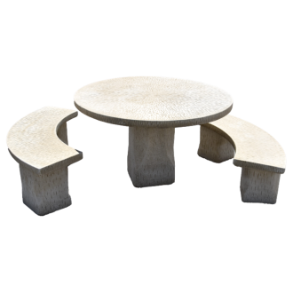Salon rond 1 table et 2 bancs