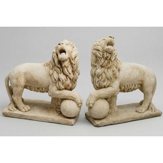 Duo lions à la boule ton vieilli
